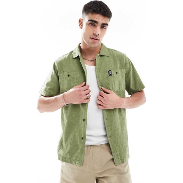 Superdry Merchant Short Sleeve Textured Shirt - Green, Green, Size 2Xl, Men - 2XL