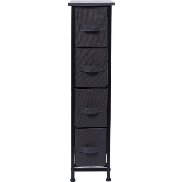 Narrow 4 Drawer Storage Cabinet Bedside Table Unit Fabric Organiser - Light Grey - One Size