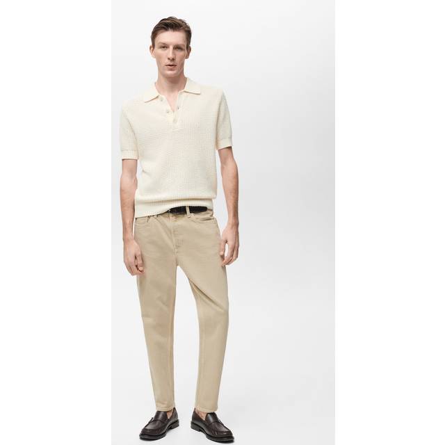 Mango Ben Tapered Leg Jeans, Light Beige