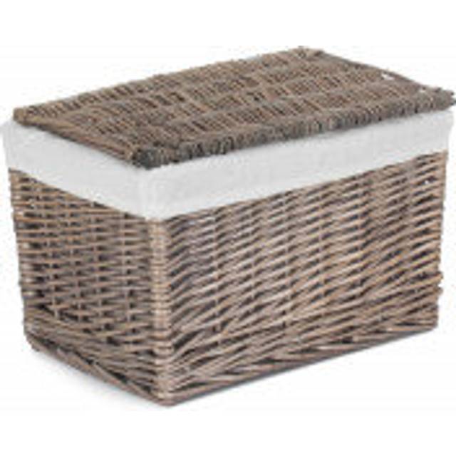 Wicker Storage Hamper Basket with Lining - Natural (24cm H x 36cm W x 24cm D)