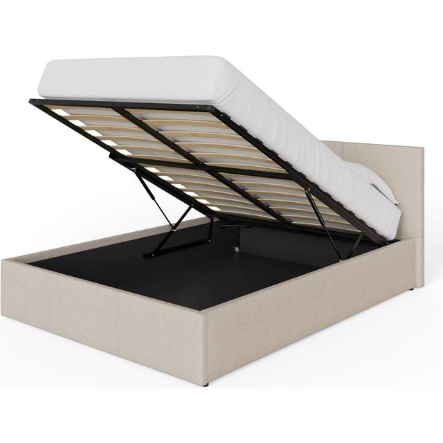 GFW Double Natural Fabric Ottoman Bed - Cream