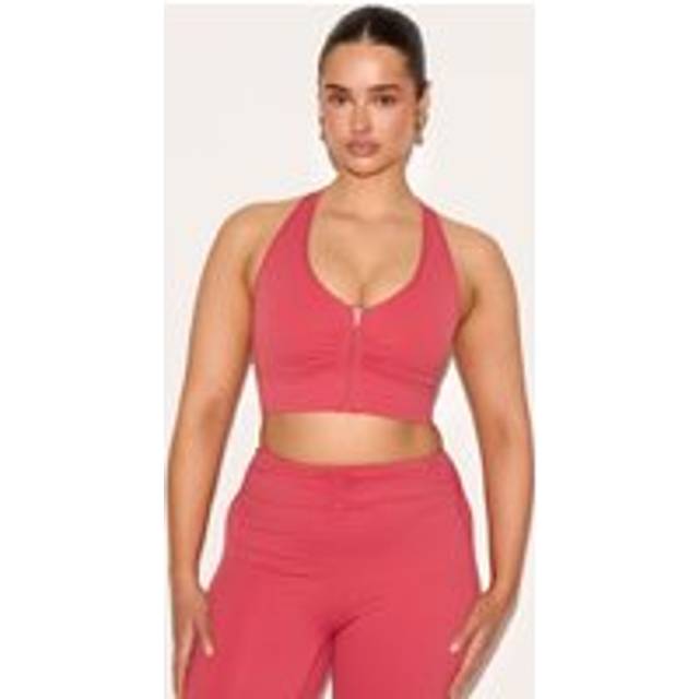 Shape Rose Active Ruched Zip Front Cupped Sports Bra, Pink - 16