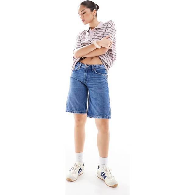 MONKI Imoo Low-Rise Wide Leg Denim Shorts |Blå |26