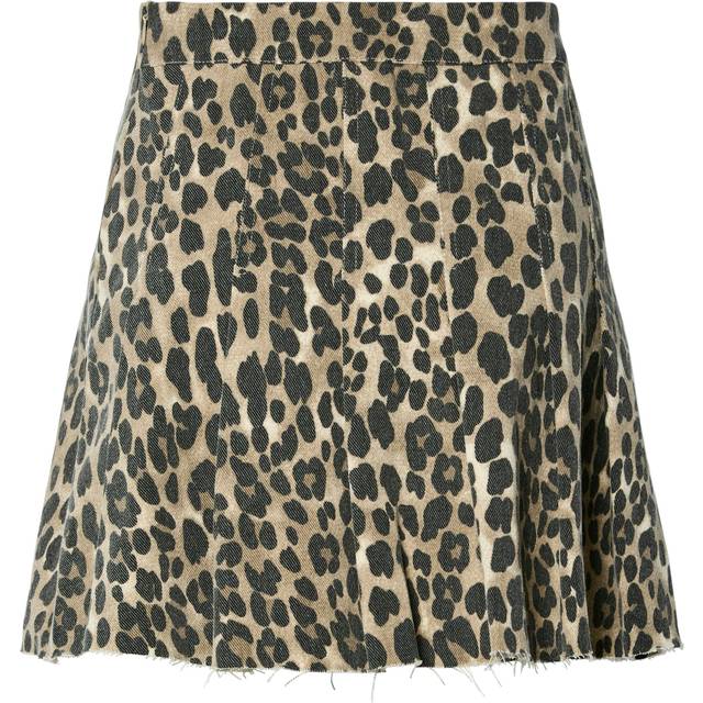 Pcjunia Plisse Denim Leopard Mini Skirt