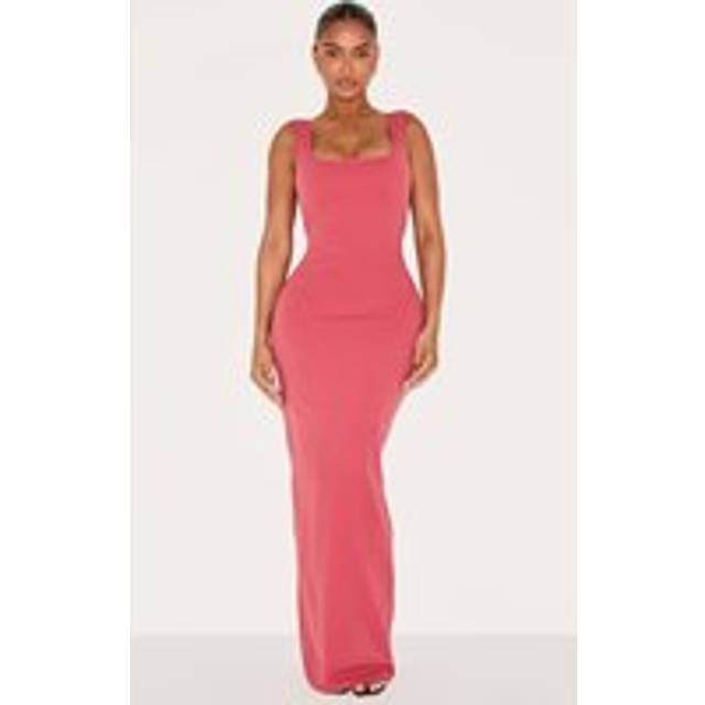 Shape Rose Built In Bra Sculpt Square Neck Maxi Dress, Pink - 20