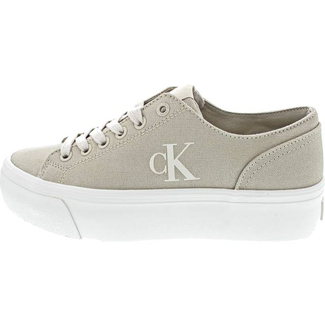 Women's Calvin Klein VULC FLATFORM LOW Womens Trainers Eggshell/Creamy White - Size: 5