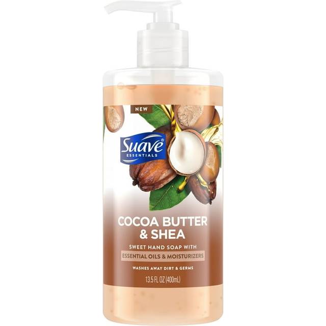 Suave Hand Soap  Cocoa Butter & Shea 4-Pack - Sweet Hand Wash with Essential Oils & Moisturizers  13.5 Oz Ea