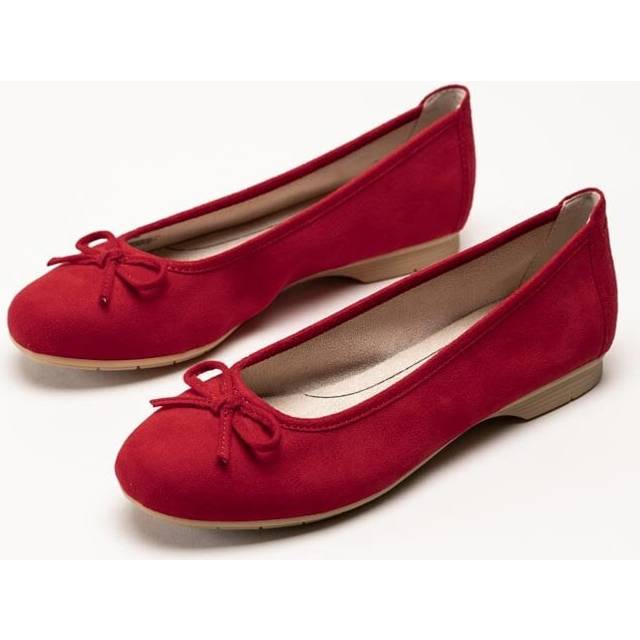 Jana - Röda ballerinaskor i textil storlek 37 - Red (37)
