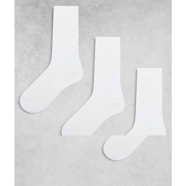 ARKET – 3-pack vita, ribbade bomullsstrumpor-Vit/a