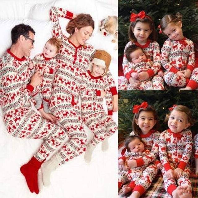 (Mama--S) 2024 Christmas Pyjamas Family Matching Adult Kids Xmas Nightwear Pajamas Pjs Set
