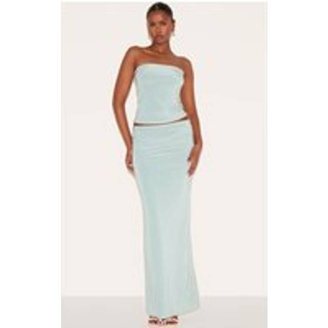 Sage Double Layer Slinky Maxi Skirt, Sage - 8