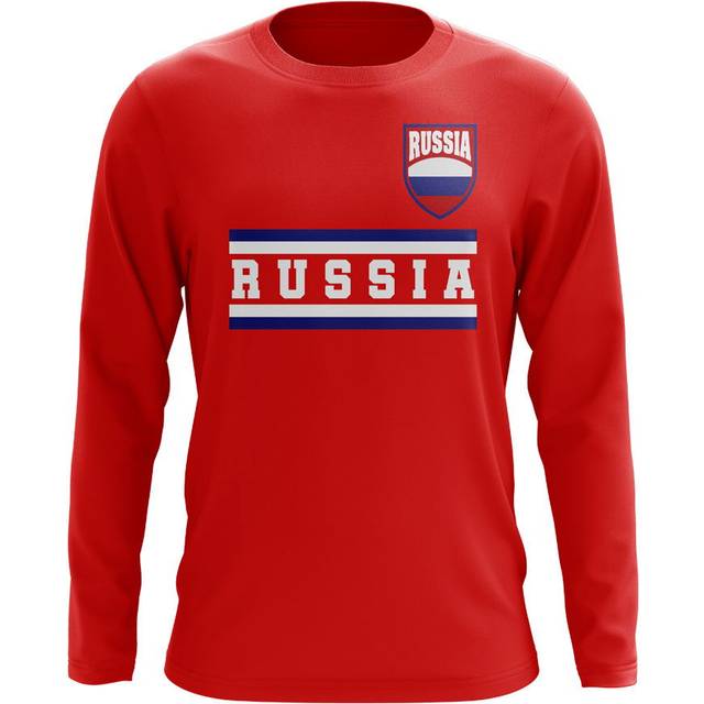 Russia Core Football Country Long Sleeve T-Shirt (Red) Men's Polyester UKSoccershop