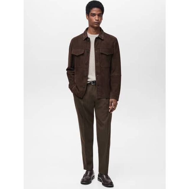 Slim-fit pleated cool wool trousers chocolate - Man - 30 - MANGO MAN - Chocolate