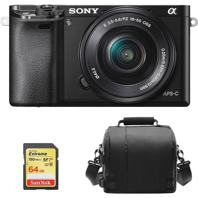 SONY A6000 Black KIT SEL 16-50MM Black + 64GB SD card + Bag