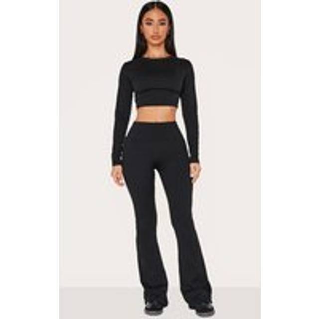 Petite Black Sculpt High Waist Flared Yoga Pants, Black - XS