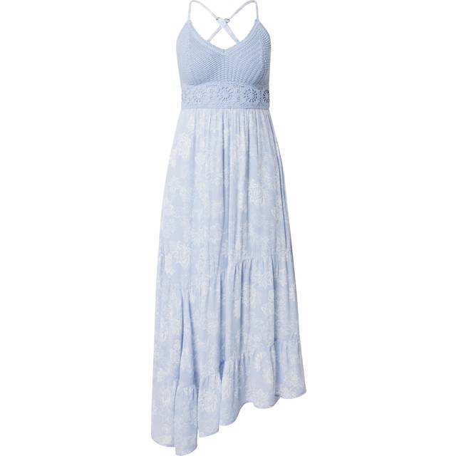 Crochet-Style Mix V-Neck Maxi Dress