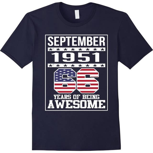 (L) 66th Birthday Gifts September 1951 â 66 Yrs old Bday T Shirt-Father's Day