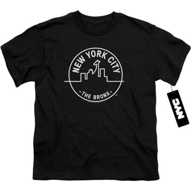 Trevco Sportswear NYC107B-YT-1 York City See NYC Bronx Youth Short Sleeve T-Shirt, Black - Small