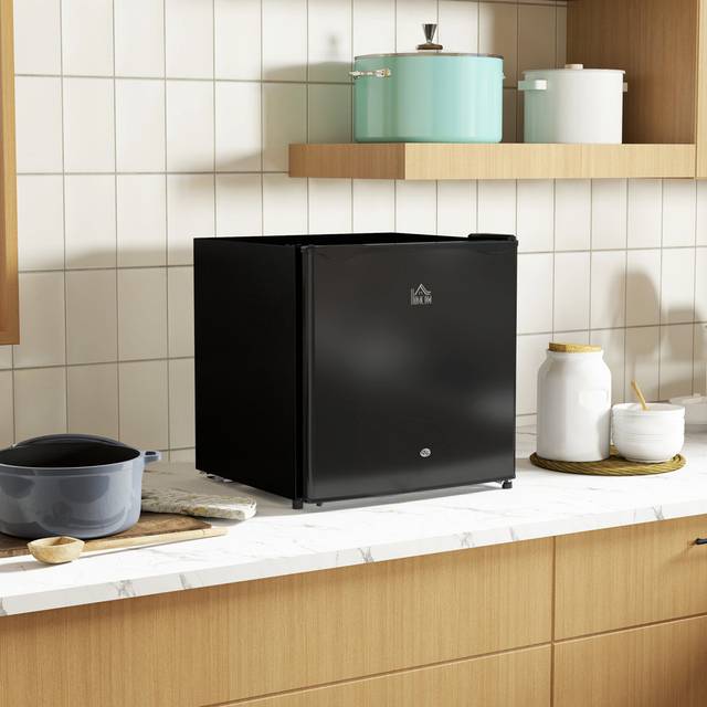 Brayden Studio Cardali 46 L Countertop Mini Fridge with Freezer - Black (49cm H X 48cm W X 44cm D)