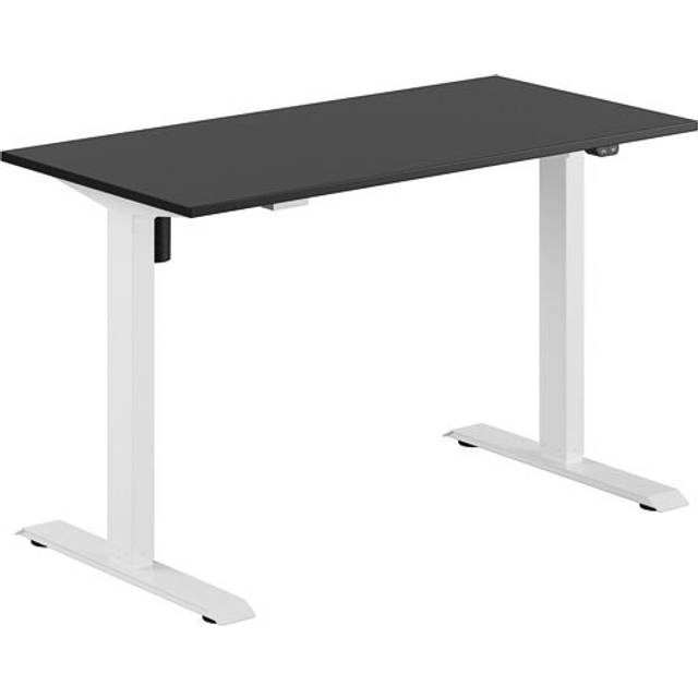 Höj och sänkbart skrivbord, 1-motorigt, vitt stativ, svart bordsskiva 120x60cm