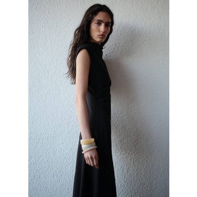 Mango Caroline Draped Waist Dress, Black