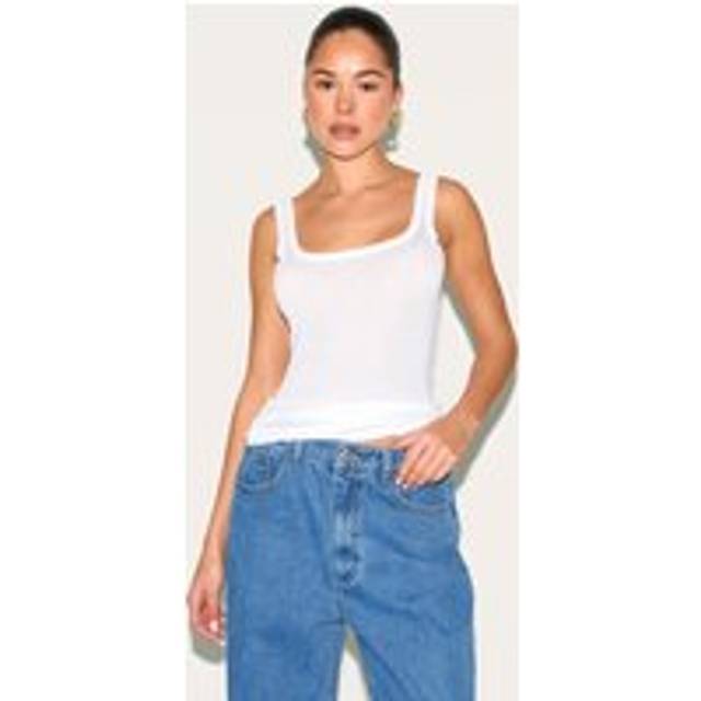 White Sheer Soft Touch Scoop Neck Long Vest Top, White - 6