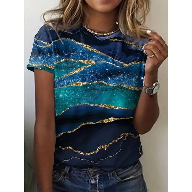 (9101, S) Cheap Clothes Shirts & Blouses Summer  Women's Clothing Sales Short Sleeve Camisetas 3D Print Cartoon T-shirts