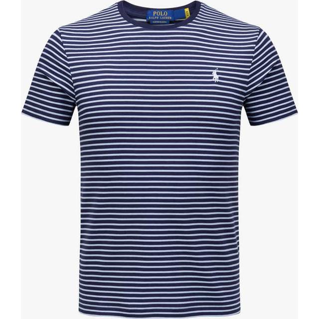 Ralph Lauren Stripe Cotton Crew T-Shirt, Rfd Navy/Office Blue