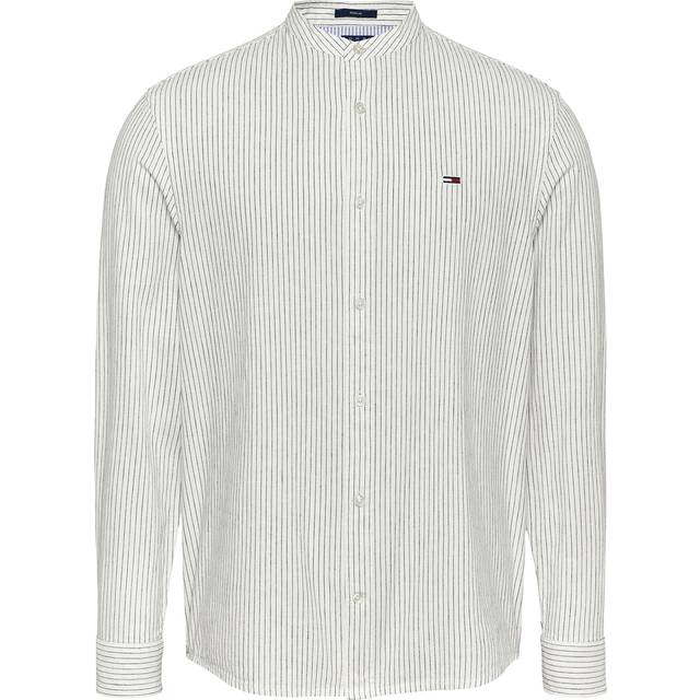Chemise rayée en coton et lin - Beige - XL
