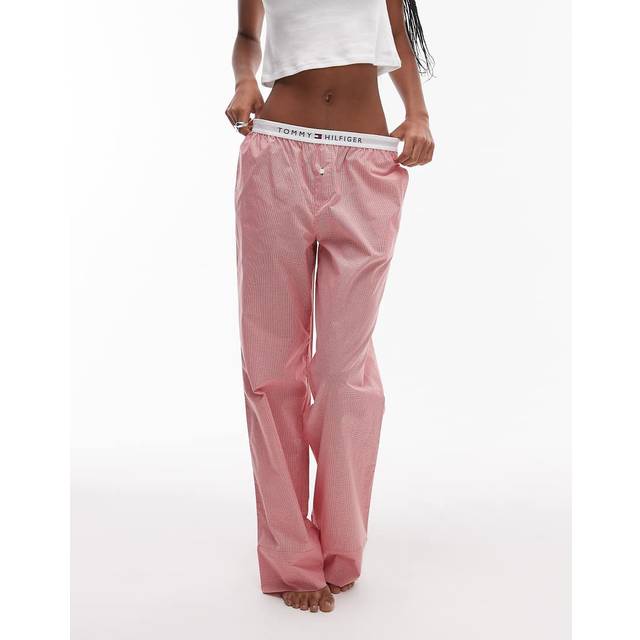 Tommy Hilfiger – Rödrandiga pyjamasbyxor i poplin