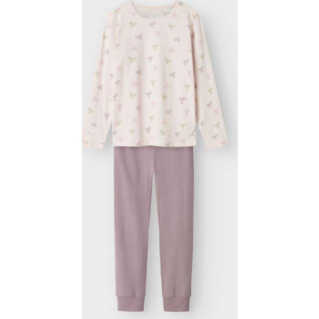 Name It Pyjamas - 2-delad - Noos - NkfNightset - Barely Rosa/Bow - Name It - 9-10 år (134-140) - Pyjamas 2-delad