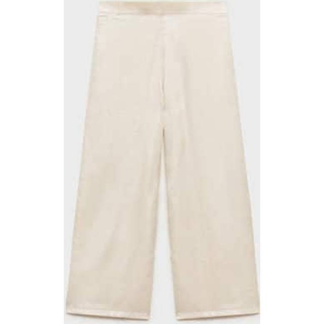 Mango Kids' Marisol Shimmer Wide Leg Trousers, Light Beige