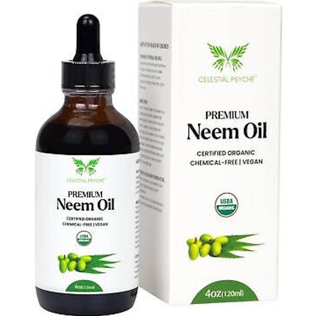 Celestial Psych   USDA Certified Organic Neem Oil (4 Oz) 100% Pure Natural Oil, Hair Growth, Skin, & Body Care, Nails, Acne, Anti-Aging Moisturizer