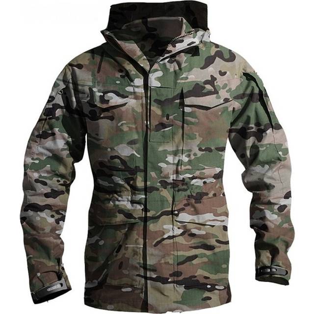 (CP, XL) M65 Tactical Waterproof Windbreaker Hiking Camping Jackets Outdoor Hoodie Sports Coat Men High Quality Multi-pocket Jackets