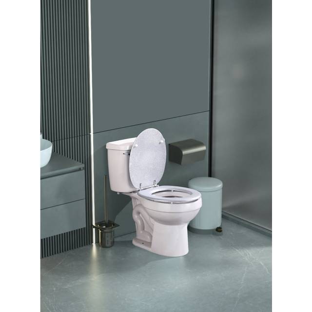 18" Stylish & Durable Mdf Glitter Coating Toilet Seat – Add A Touch Of Glamour To Your Bathroom Stylish Bathroom Accessory Luxury Toilet Seat (silver) - Silver (37cm W X 43cm D)