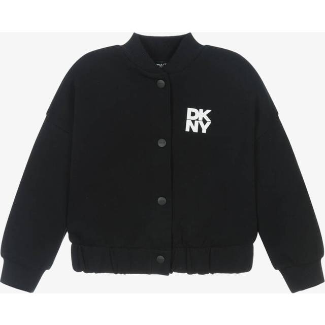 Dkny Girls Black Cotton Jersey Bomber Jacket - 5 year