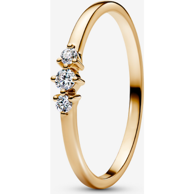 Pandora Era 14k Gold Lab-grown Diamond Triple Stone Ring - 14k gold / Lab-grown diamond - Sz. 52 - Clear