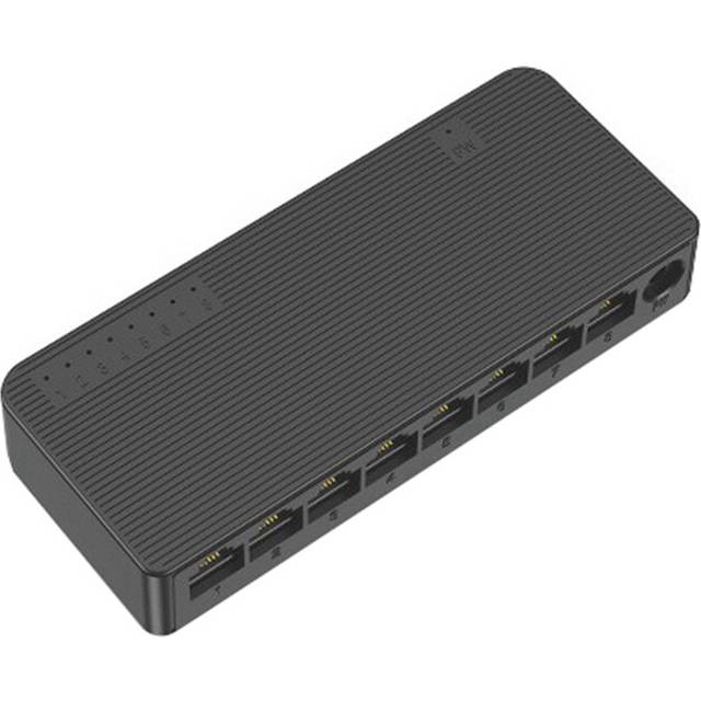 Network Switch Mini 8Ports Ethernet 100Mbps High Performance Smart Switcher RJ45 Hub Internet Injector, EU Plug