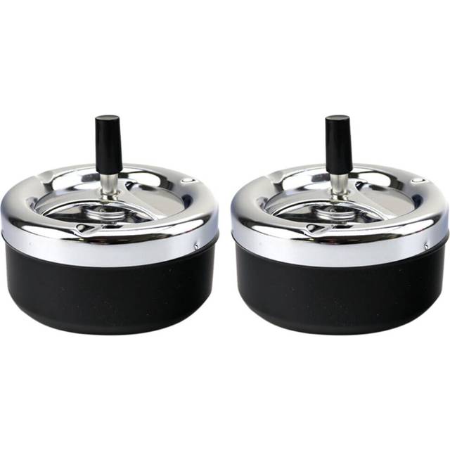 2X Automatic Cleaning Rotating Ashtray, Stainless Steel Finger Pressure Rotating Ashtray