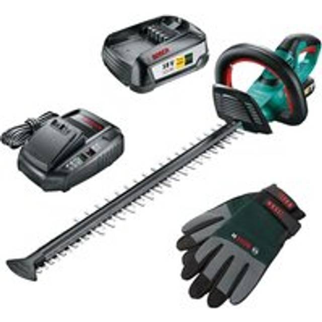 Hedgecut 18V-55 Cordless Hedge Cutter Garden Trimmer + Battery + Gloves - Bosch