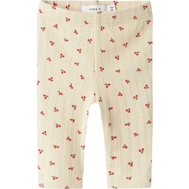 Name It Leggings - NbfBilia - Summer Sand m. Cherry - Name It - 74 - Leggings