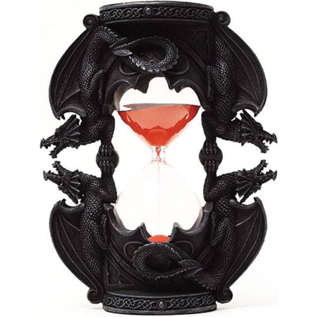 PTC 7.38 Inch Black Dual Dragon Sand Timer Hourglass Statue Figurine