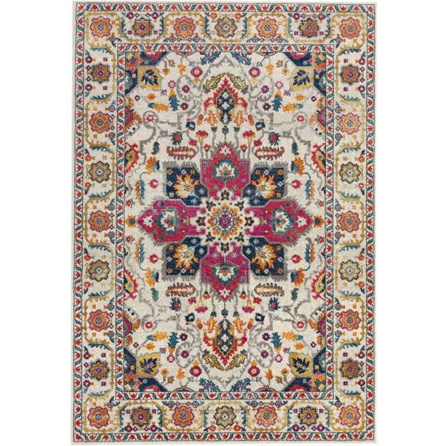Persian White Multicolour Traditional Floral Rug-120cm X 170cm