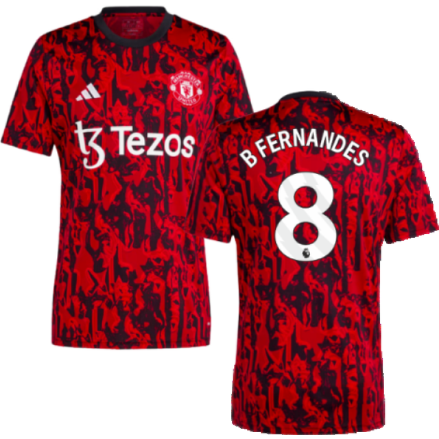 '23-'24 Man Utd Pre-Match Shirt (Red) (B Fernandes 8) Men's L Polyester Manchester United Made By: Adidas