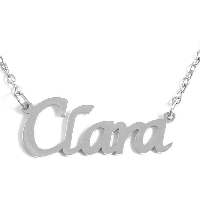 Kigu Name Necklace Clara - Adjustable Chain - Silver Tone Packaging Included