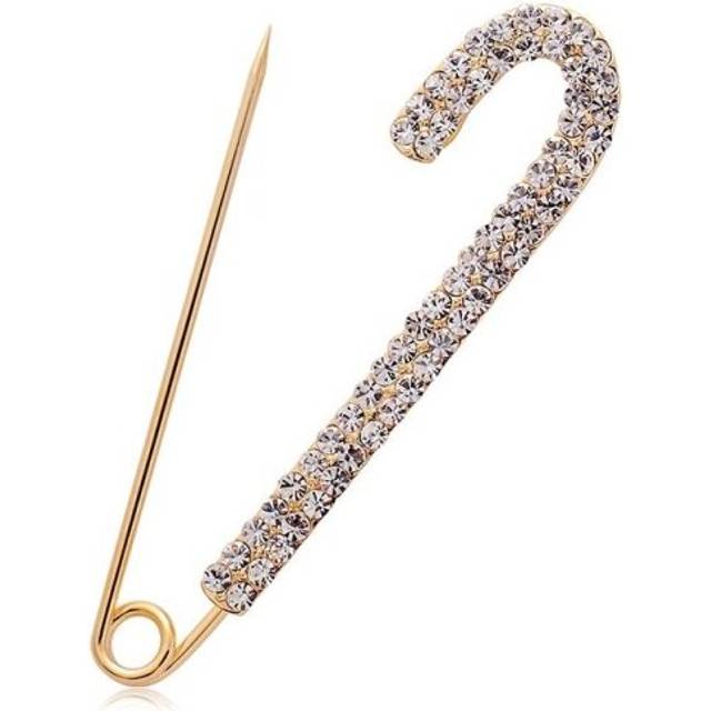 (Gold) Rhinestone Pins For Pants Waist Adjustment Women Cardigan Scarf Shawl Safety Brooches - Orange (S)