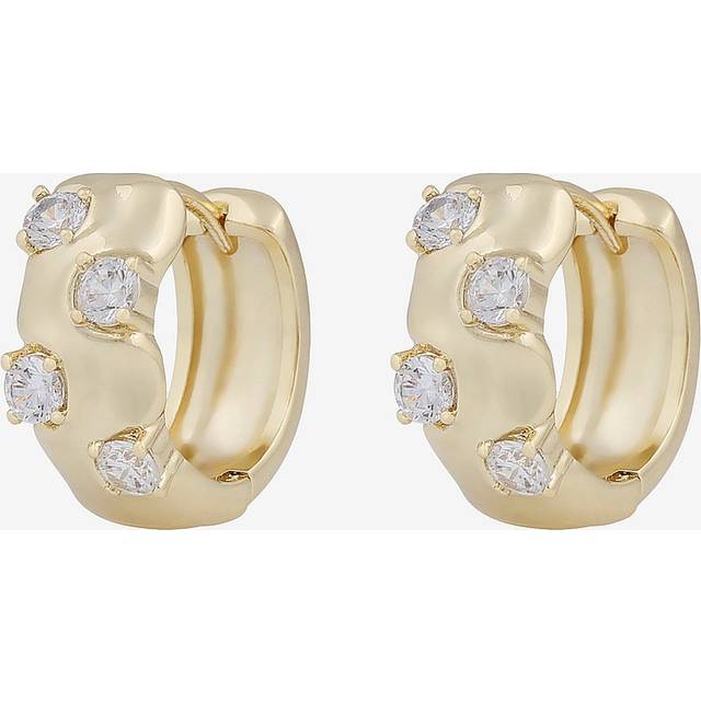 Snö of Sweden Jen Stone Wide Ring Earrings Gold Clear Onesize