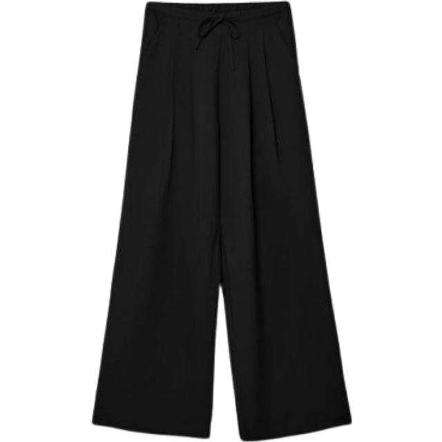 Stradivarius Textured drawstring trousers Black XL