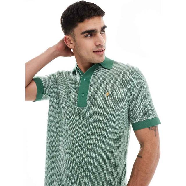Farah Sandford Knit Short Sleeve Relaxed Fit Polo Shirt - Green, Green, Size M, Men
