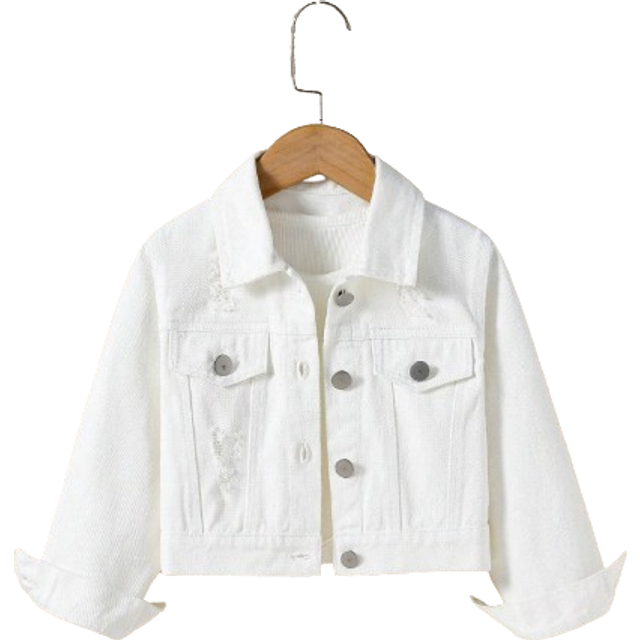 SHEIN Young Girl 1pc Ripped Flap Detail Denim Jacket